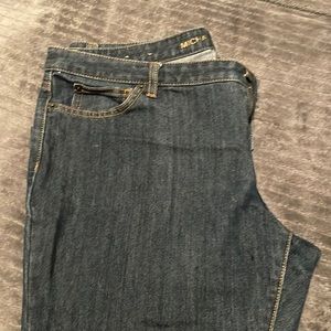 Michael Kors dark wash low rise boot cut jeans